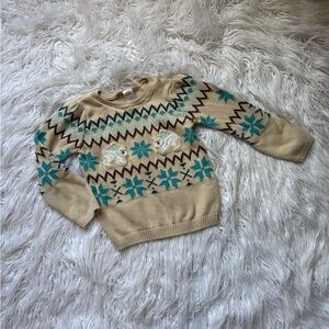 Gymboree Beige Sweater with Blue and Teal Accents